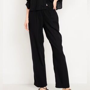 Old Navy Petite Straight Black Linen Women's Pants